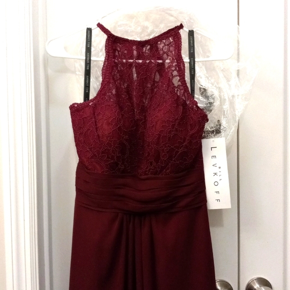 bill levkoff lace bridesmaid dress Bill Levkoff Bridesmaids Tulle Corded Beige Lace Dress Size 8-BRAND NEW